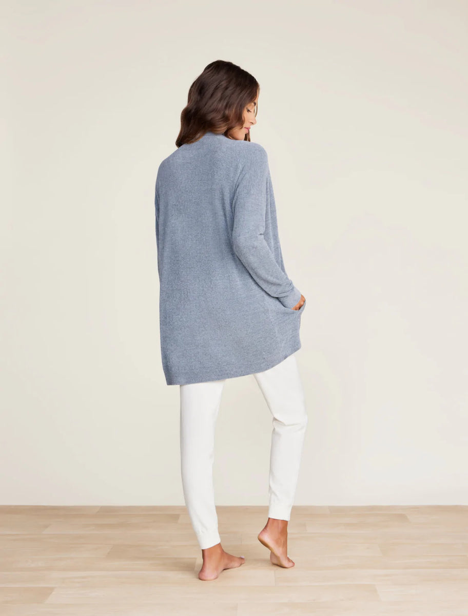 {Barefoot Dreams} CozyChic Ultralite Shawl Pointelle Cardigan :: Dolphin  Blue